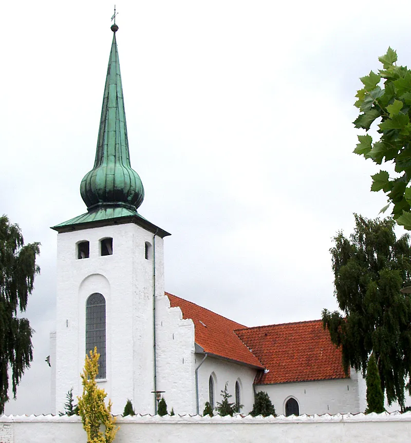 Set fra sydvest Skanderup Kirke , Skanderborg, Hjelmslev Herred, .Århus Amt (tidligere Skanderborg Amt)