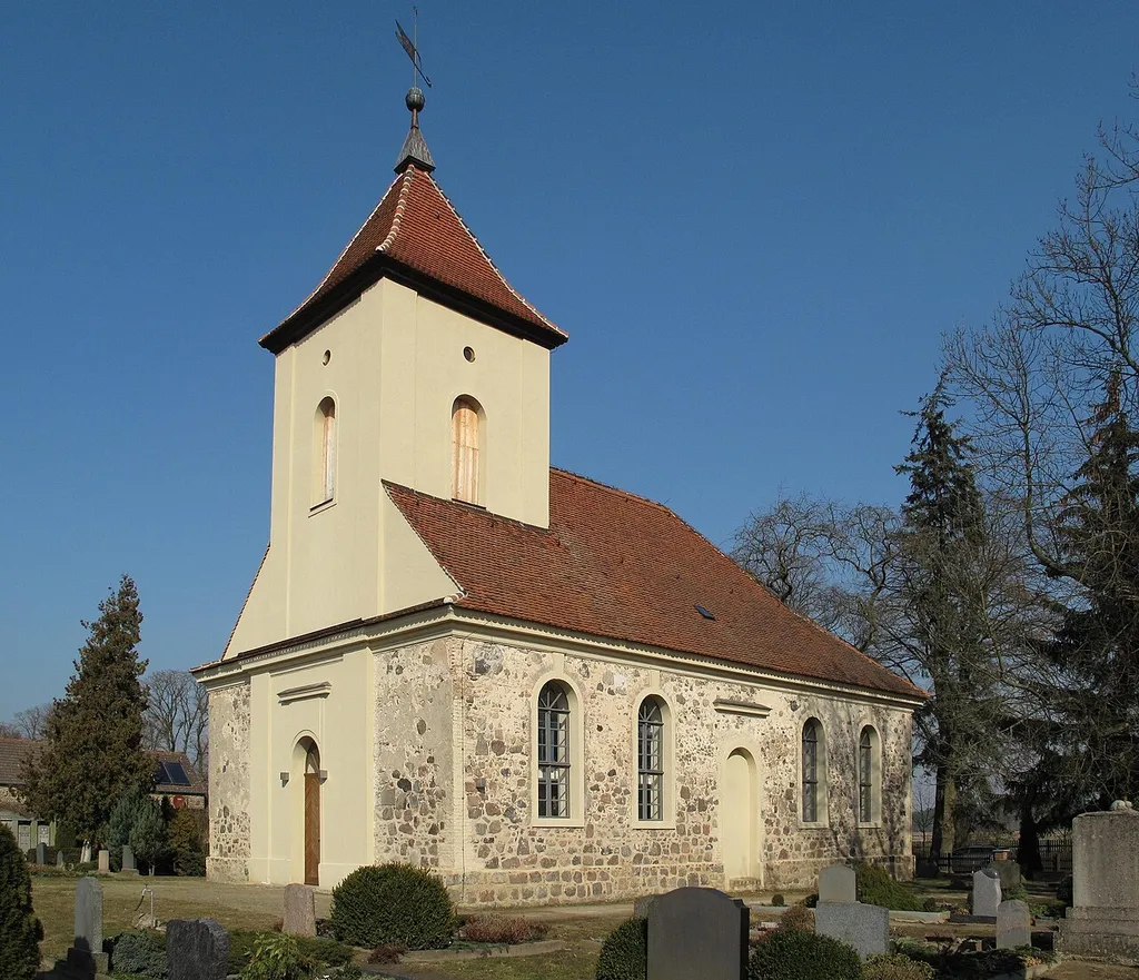 Listed village church in Langerwisch, built in 1772. Langerwisch is a part of Michendorf in the district Potsdam-Mittelmark, state Brandenburg, Germany.