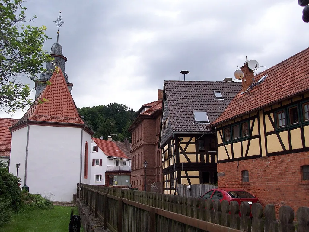 Blick vom Bakkes zur Ortskirche in Wald-Amorbach