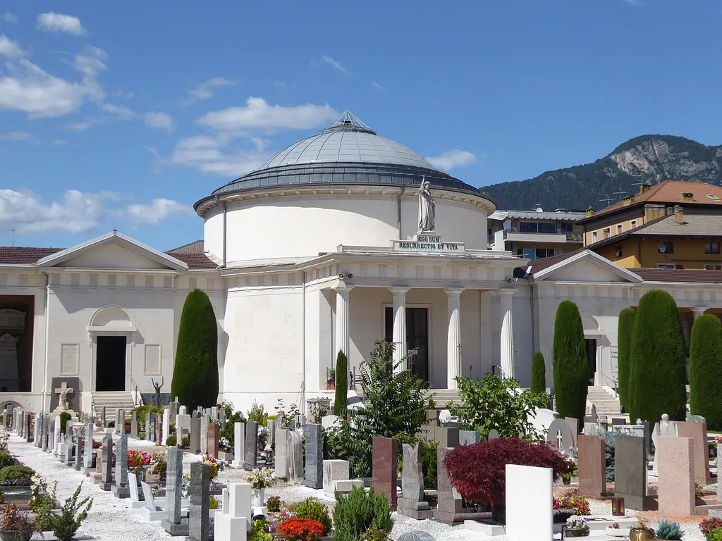 Trento, the Redeemer church in the monumental cemetery