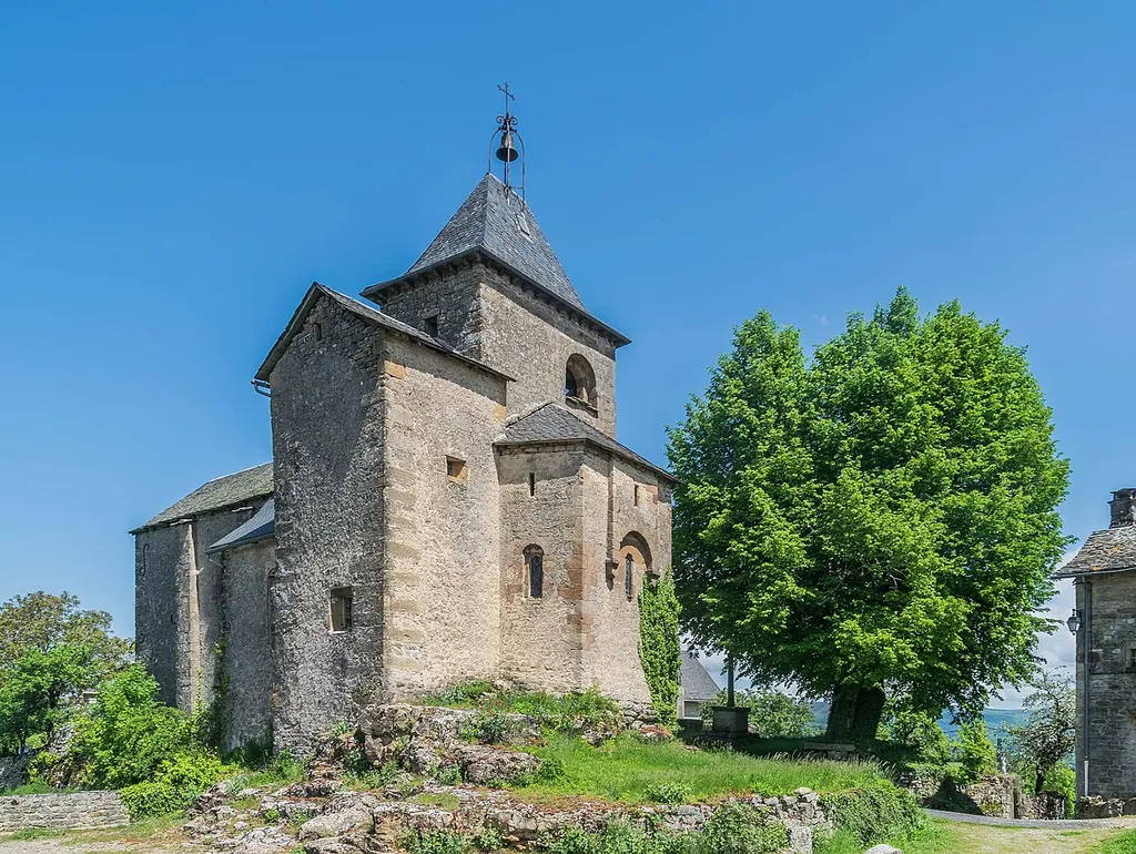 Saint John the Baptist Church in La Roque-Valzergues, commune of Saint-Saturnin-de-Lenne, Aveyron, France