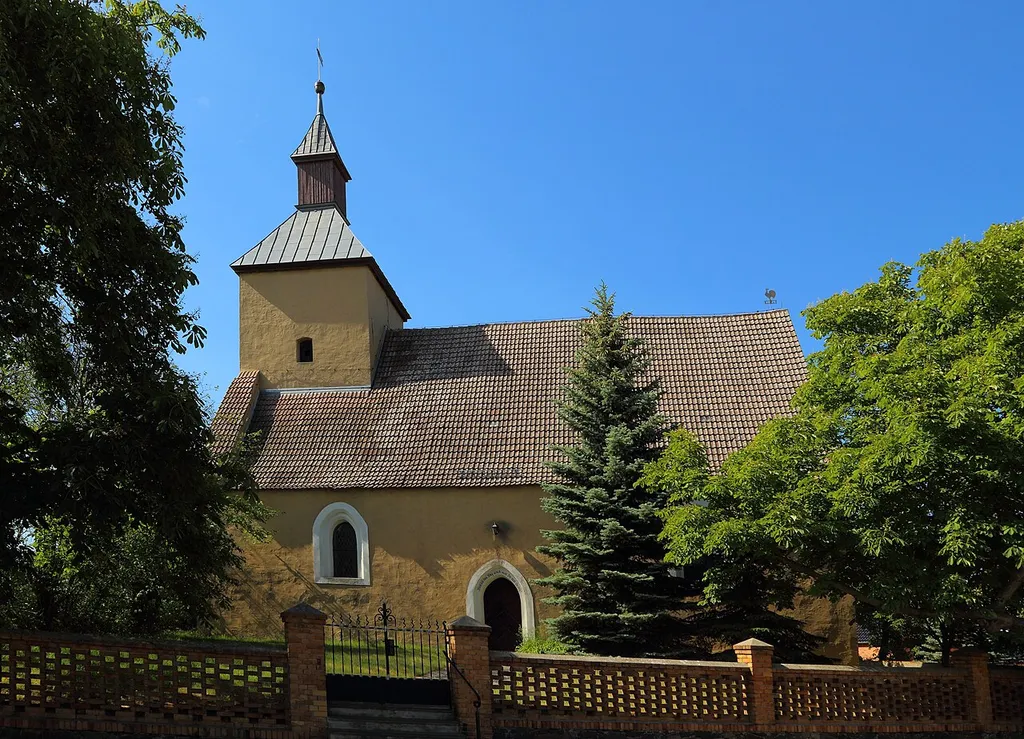 Protestant Village Church (Dorfkirche) of Leibchel, a district of Märkische Heide, Landkreis Dahme-Spreewald, Brandenburg, Germany.