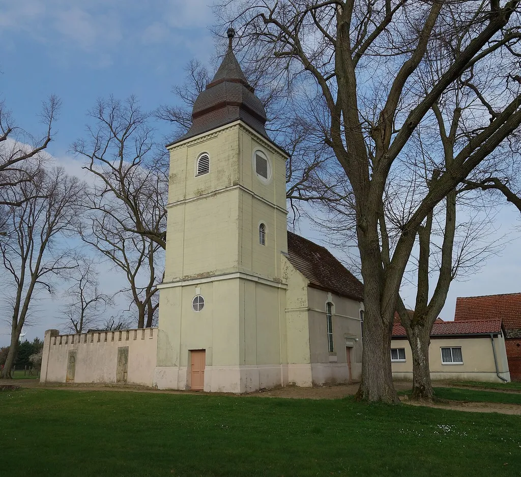 West-south-western view of church in Kötzlin, Kyritz municipality, Ostprignitz-Ruppin district, Brandenburg state, Germany