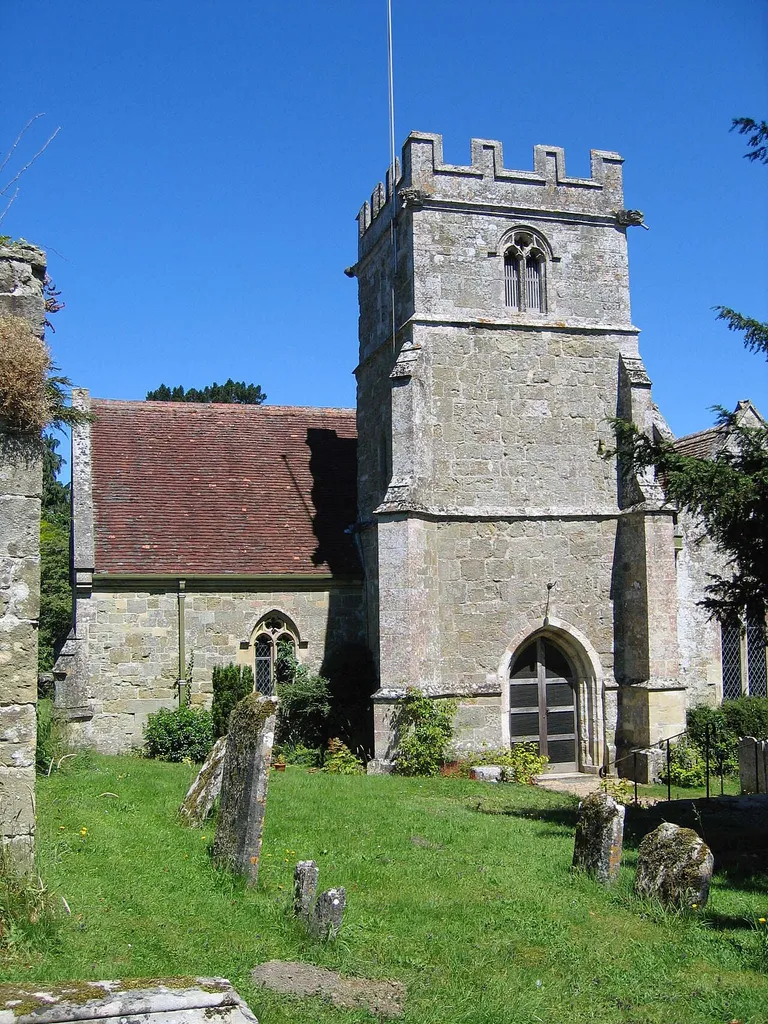Tower and nave of St Michael's parish church, Compton Chamberlayne, Wiltshire, seen from the south