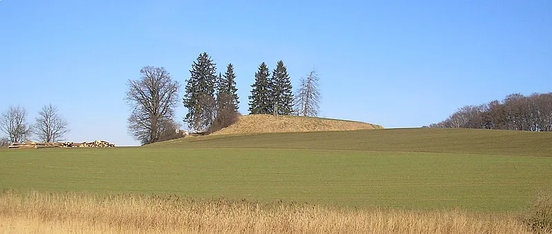 Burgstall Miedering (Gemeinde Affing, Landkreis Aichach-Friedberg, Bayerisch Schwaben). Ansicht von Süden. Eigene Aufnahme, Feb. 2008 / Former Miedering castle near Affing (Bavaria, Germany). View from the south. Own photo, Feb. 2008