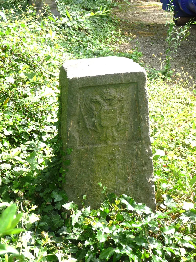border marker with the Austrian coat of arms at Thermenmuseum