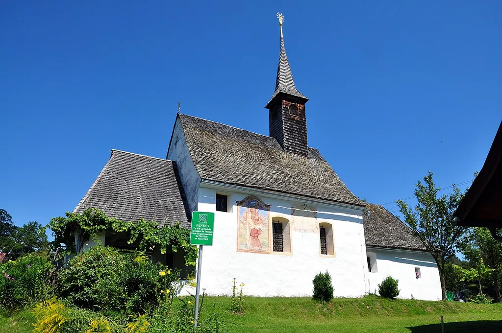 Southwestern view of the subsidiary church Saint Agnes and Saints Simon and Jude Thadeus in Faning, market town Moosburg, district Klagenfurt Land, Carinthia, Austria, EU