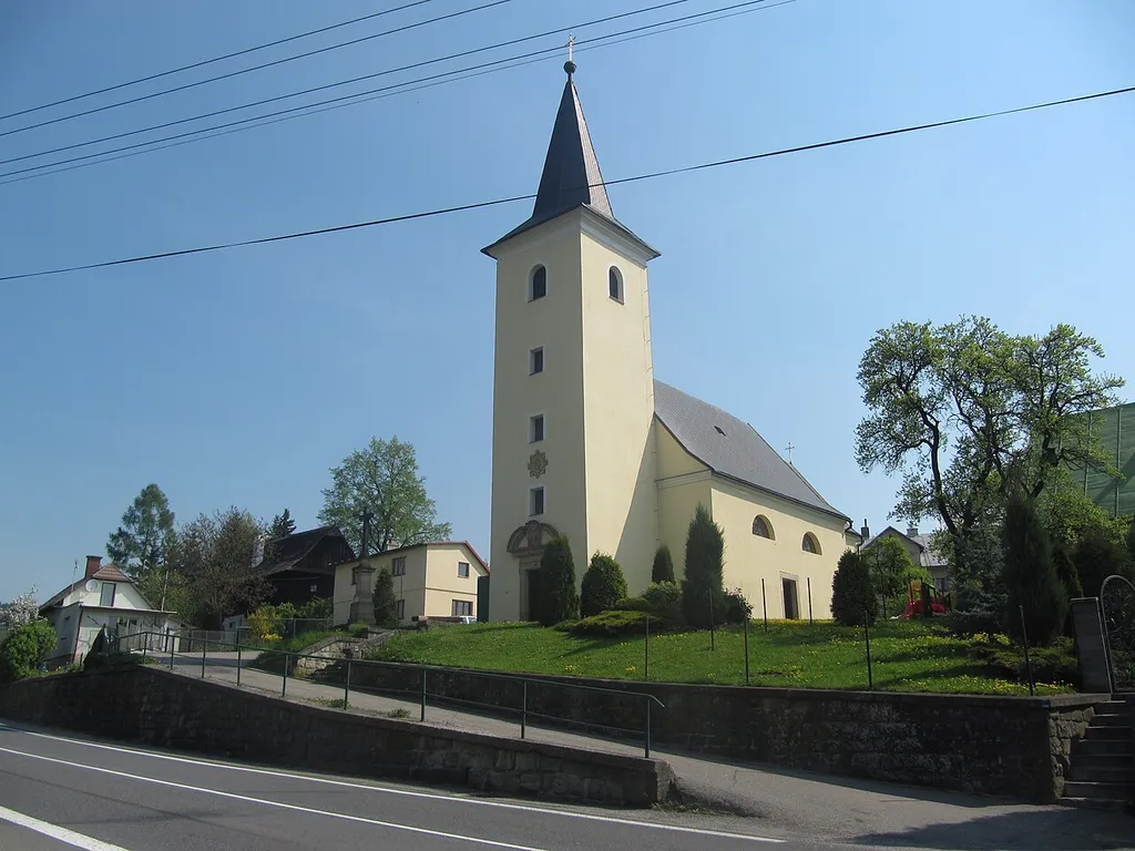 Jasenná in Zlín District, Czech Republic. Catholic church.