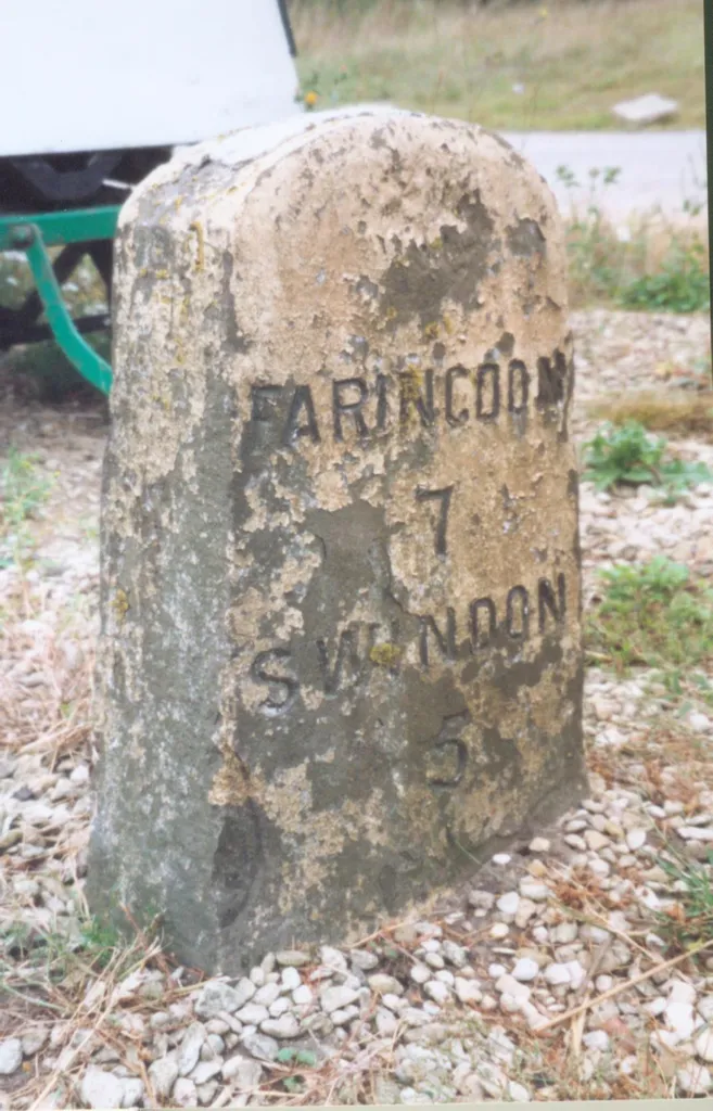 Milestone beside the A420 road at Acorn End, Bourton, Vale of White Horse