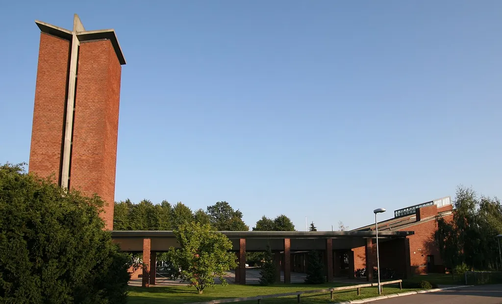 Rønnevang Kirke in Taastrup, Copenhagen County, Denmark. Exterior
