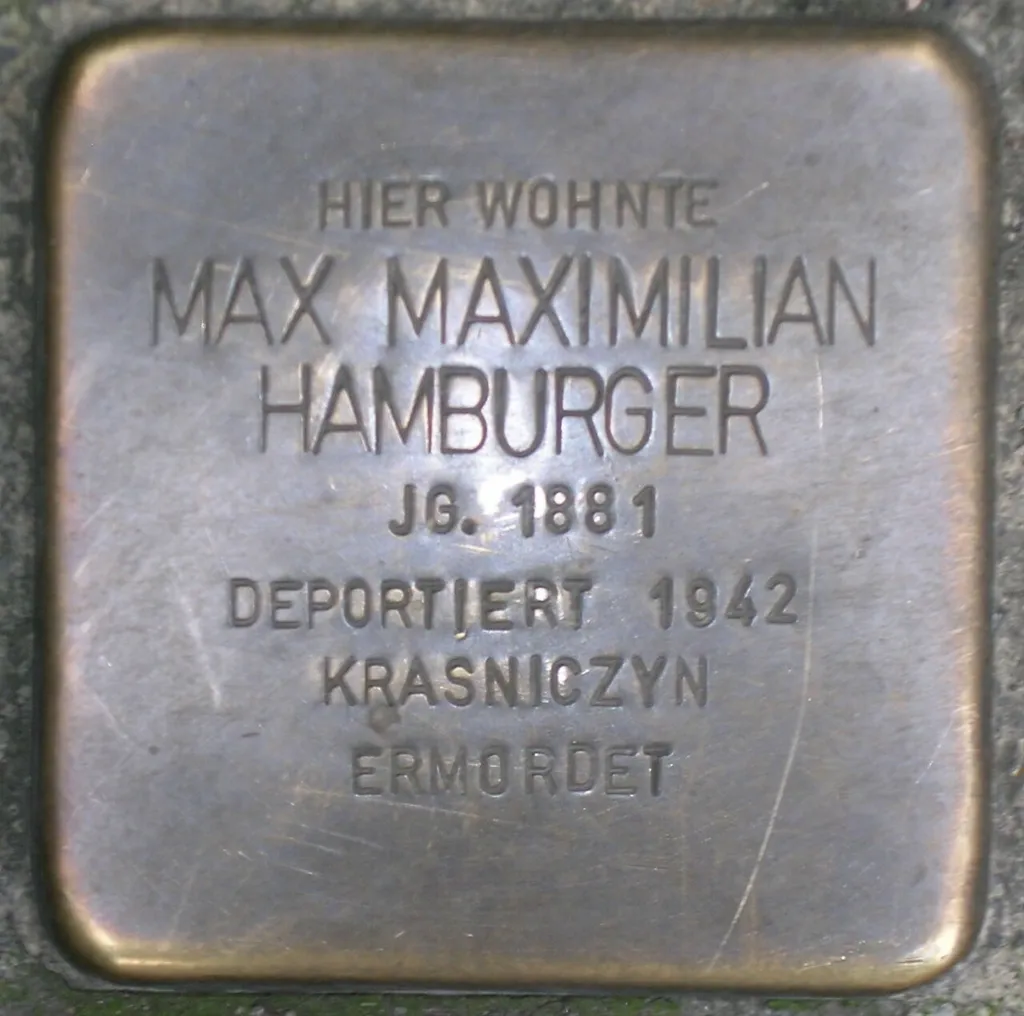 Stolperstein dedicated to Max Maximilian Hamburger