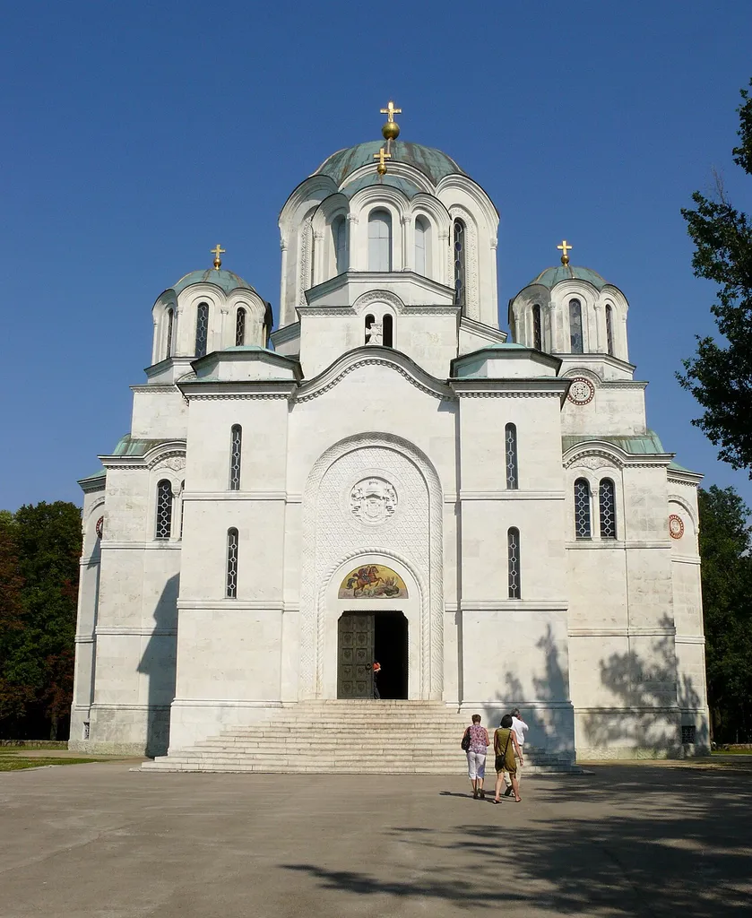 Face of St. George Church in Oplenac, Topola, Serbia.