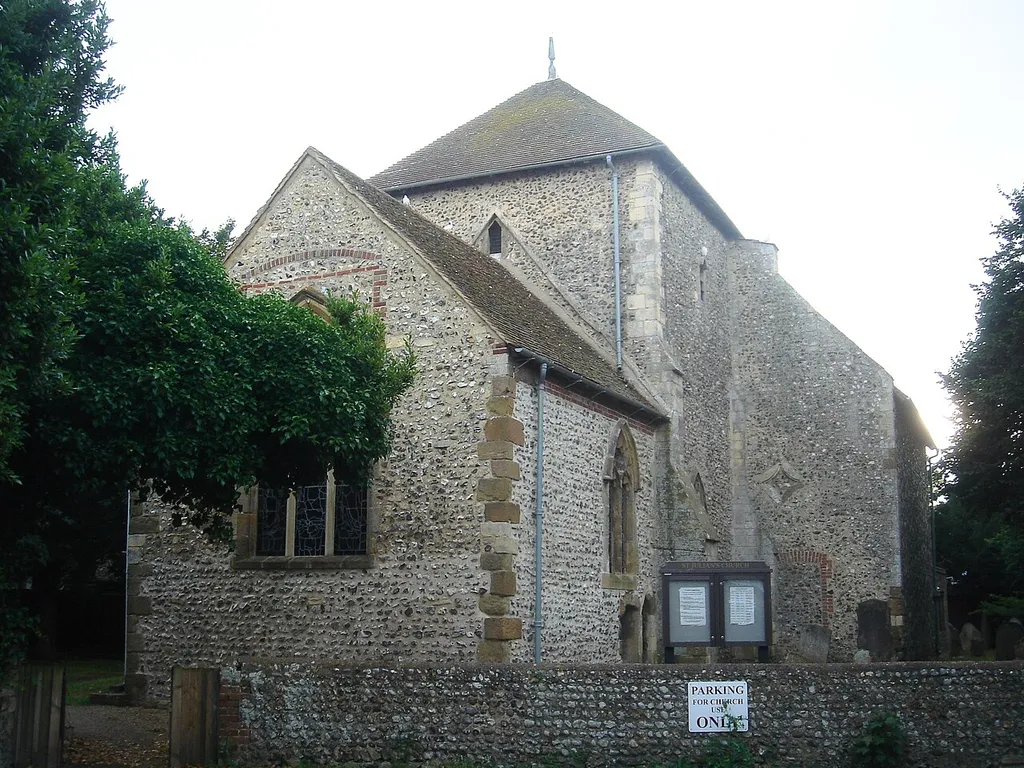 St Julian's Church, Kingston Buci, Shoreham-by-Sea, Adur District, West Sussex, England. An 11th-century parish church in the ancient village of Kingston Buci, now the suburb of Kingston-by-Sea in the urban area between Southwick and Shoreham-by-Sea. listed at Grade I by English Heritage (IoE Code 297311)