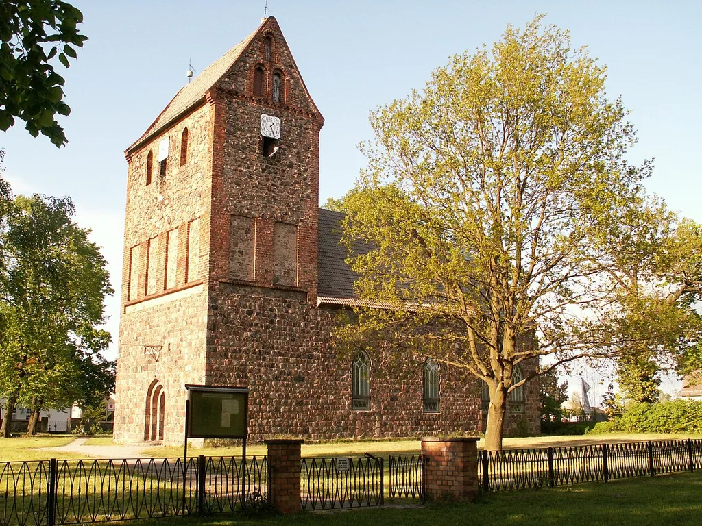 The village church of Lindenberg, Ahrensfelde municipality,, Barnim district, Brandenburg state, Germany. This 13th century church belongs to the oldest ones in Brandenburg.