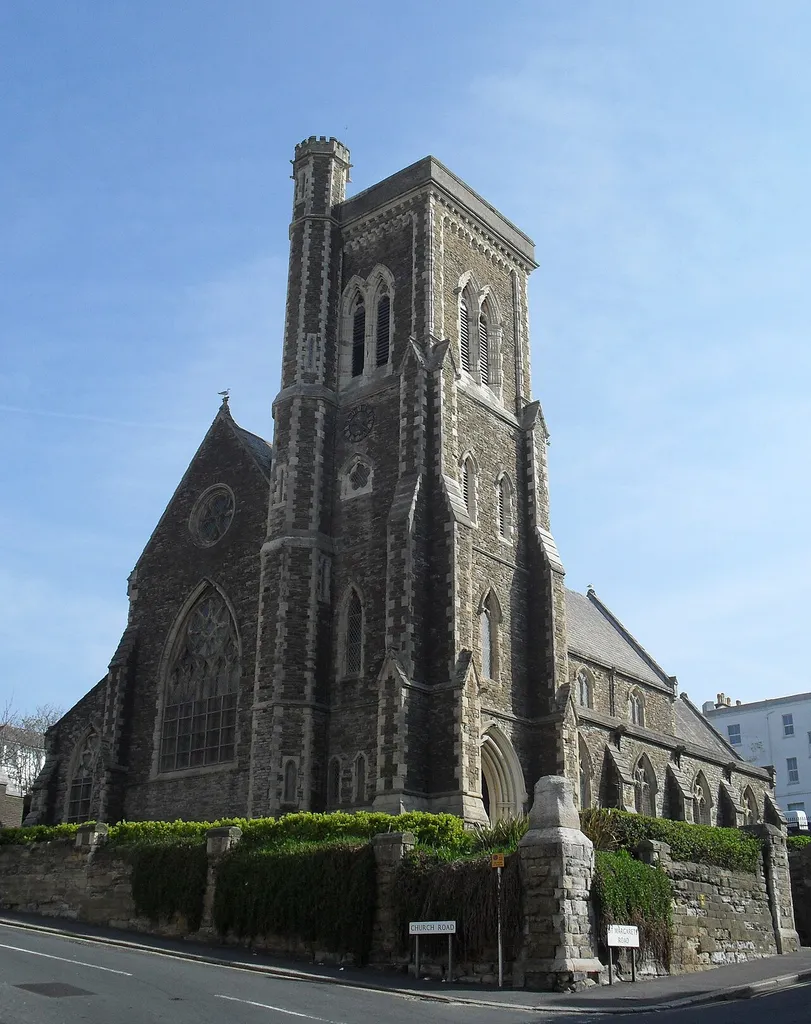 Greek Orthodox church of St Mary Magdalen, St Margaret's Road, Hastings, East Sussex, seen from the southwest. Designed by Frederick Marrable and built in 1852 as the Church of England parish church of St Margaret. Bought by the Greek Orthodox community in 1982.