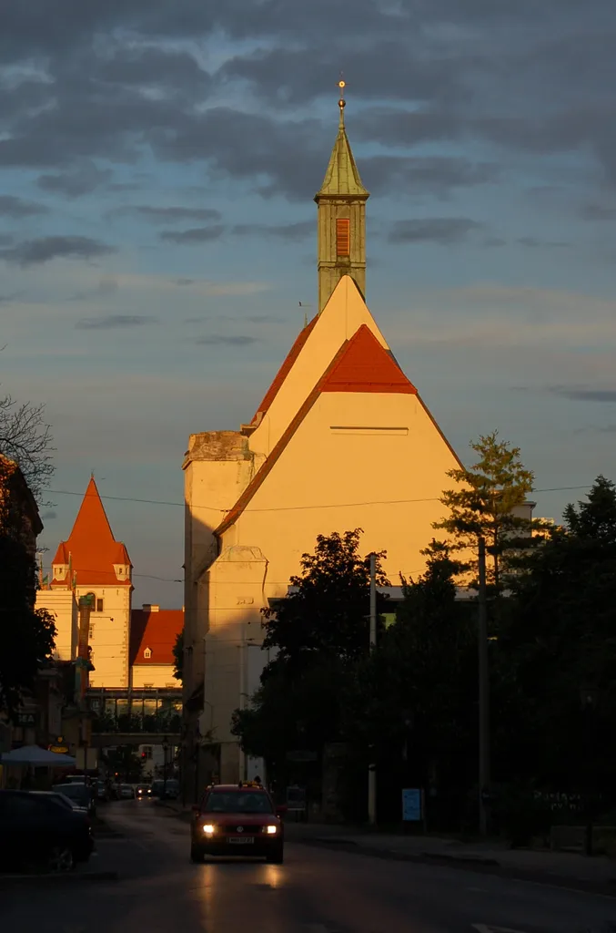 Kapuzinerkirche (Church of Friars Minor Capuchin) at Wiener Neustadt, in the background a Tower of the Military Academy