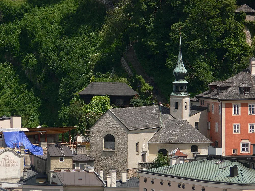 Salzburg, Aussicht vom Mönchsberg Imbergkirche