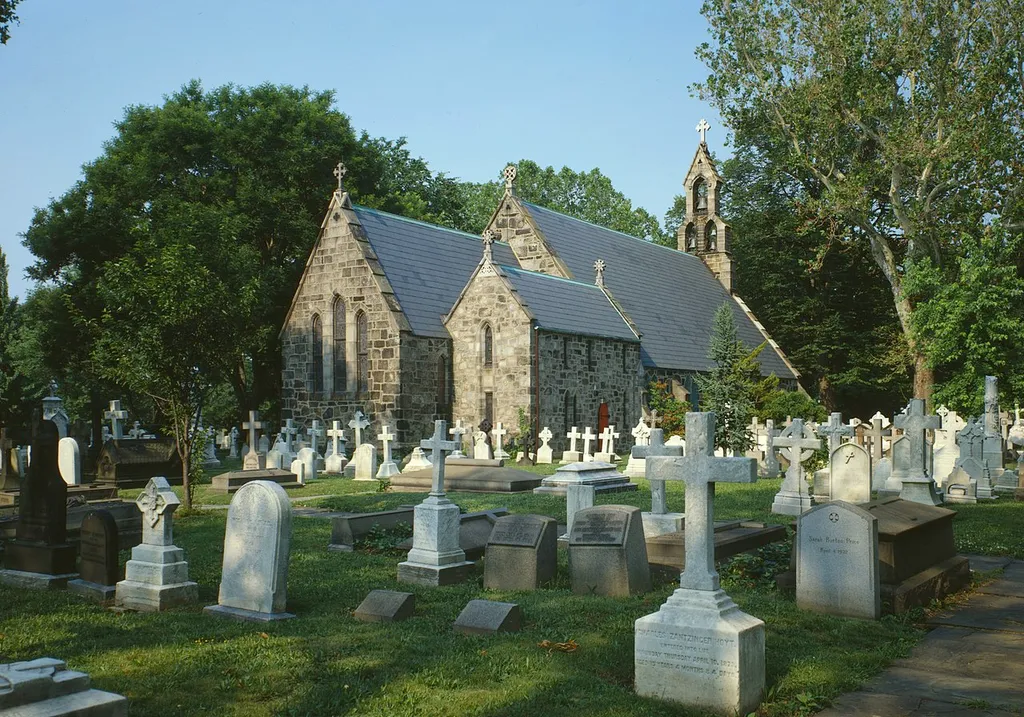 Church of St. James the Less on the NRHP since November 20, 1974, also a National Historic Landmark. At Hunting Park Ave. and Clearfield St. in the North Philly neighborhood of Allegheny West. George Gordon Place &amp; John E. Carver, architects (1846) based on a medieval English church. Became an inspiration for the Gothic Revival movement in the US.