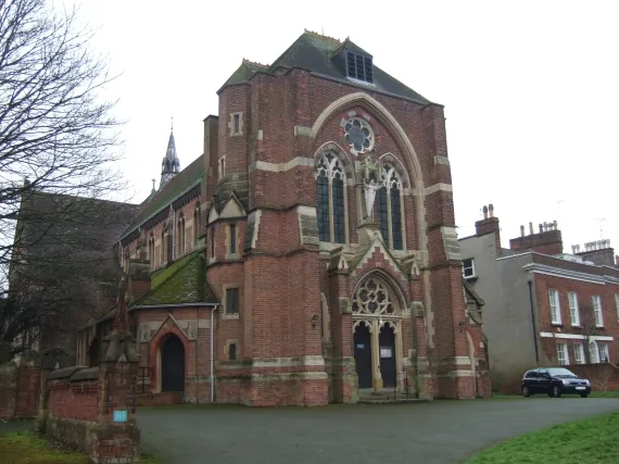 St Matthew's parish church, St Matthew's Walk, Newtown, Exeter, seen from the northwest. A Gothic Revival building consecrated in 1883.