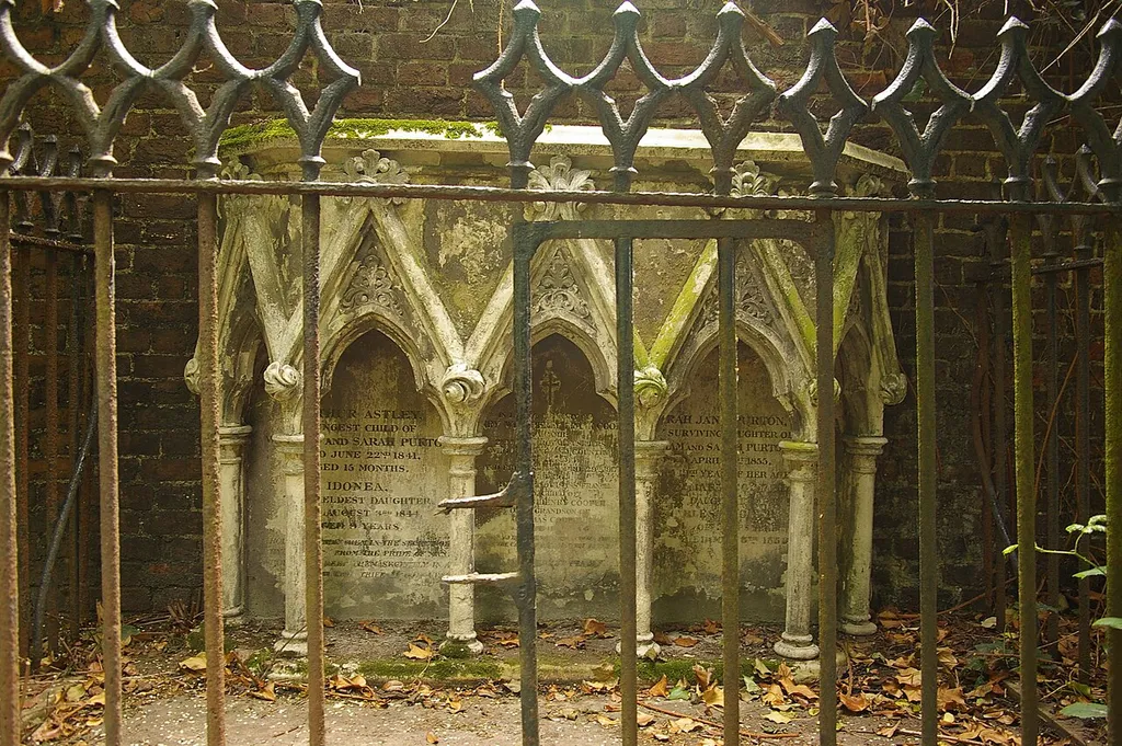 Gothic grave, St John-at-Hampstead Churchyard, London NW3, near to Hampstead, Camden, Great Britain.
