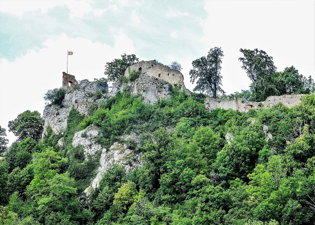 Ruines du château de Ferrette, vues de la route de Winkel