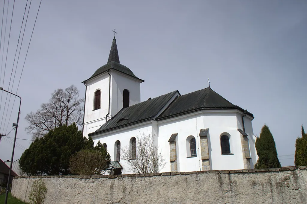 The church in the village of Ústrašín, Vysočina Region, CZ