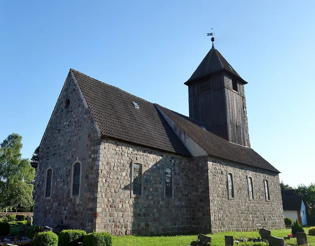 North-eastern view of the church in Leuenberg , Höhenland municipality, Märkisch-Oderland district, Brandenburg state, Germany