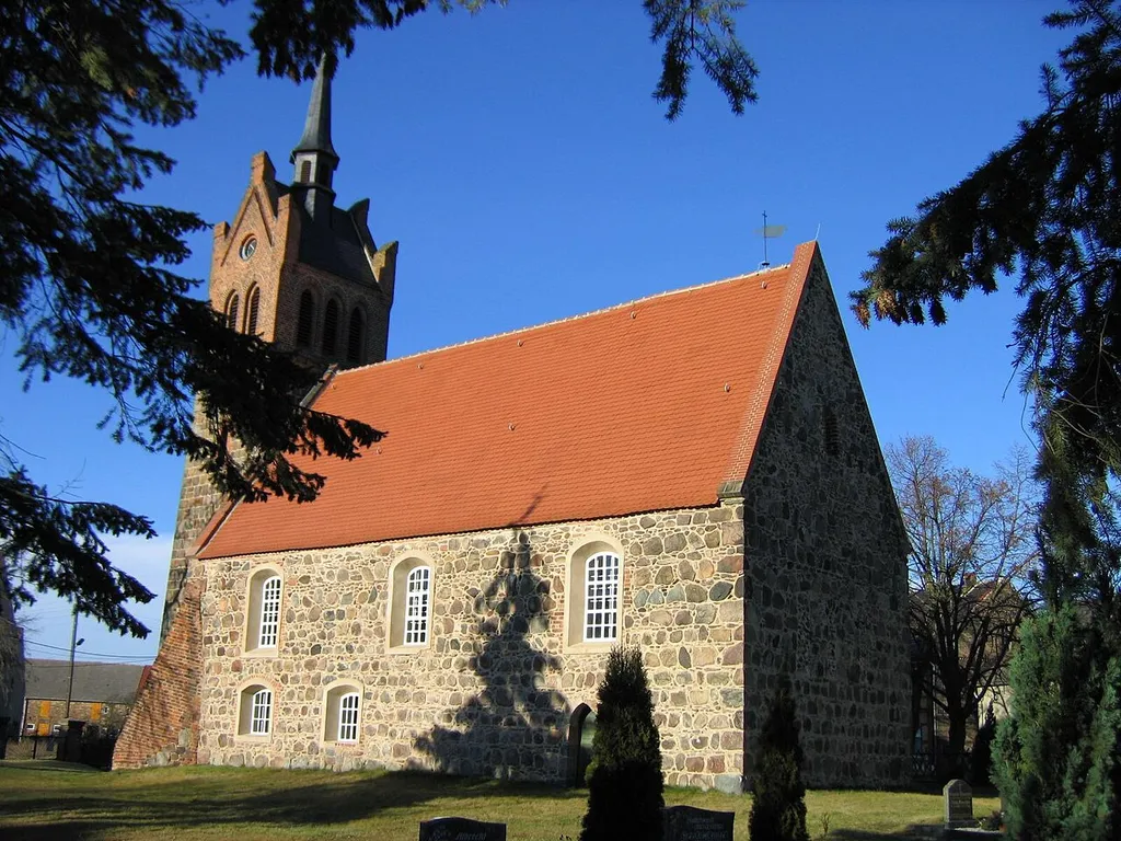 Rural church of Sernow, Gem. Niederer Fläming, Lkr. Teltow-Fläming, Brandenburg, Germany, view from west