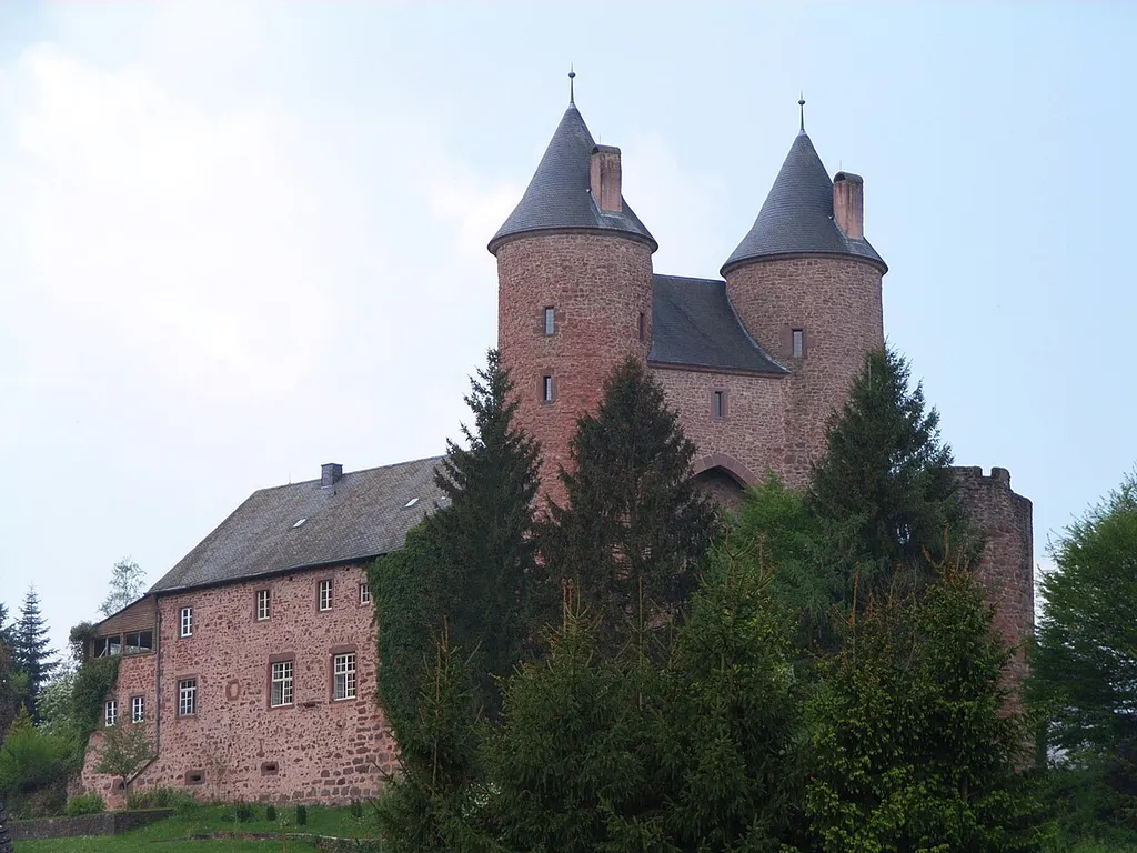 Bertrada castel in Mürlenbach, Germany. View from South-East.