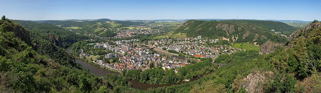 Bad Münster am Stein-Ebernburg in the Nahe valley, seen from the viewpoint Gans.