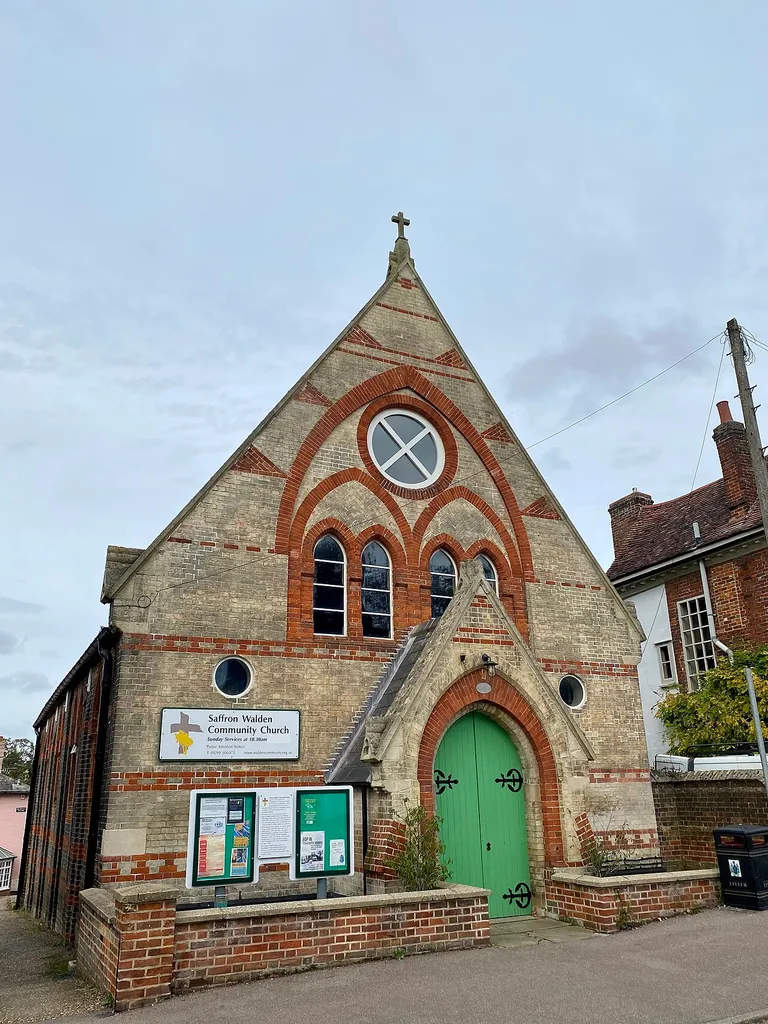 Saffron Walden Community Church, Castle Street, Saffron Walden, October 2023. built between 1864-68 as the Methodist Church. This is a photo of listed building number 1297778.