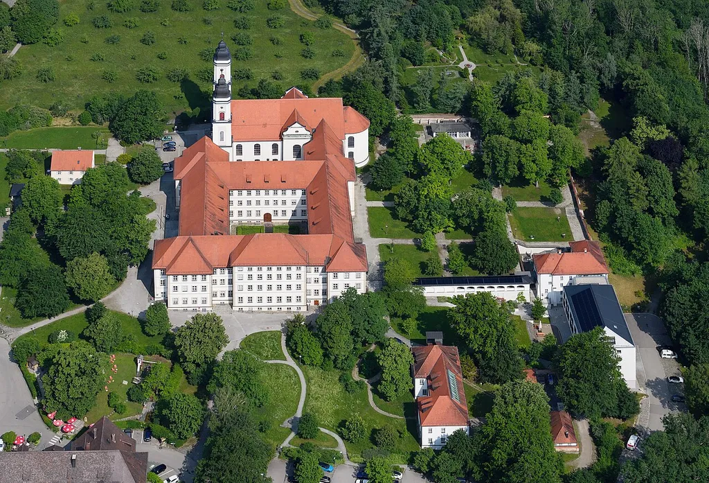 Aerial image of Irsee Abbey (view from the southeast)