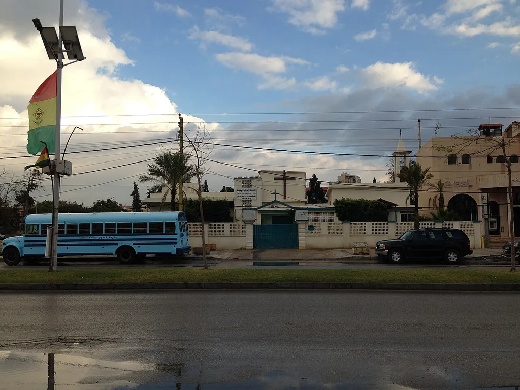 The National Evangelical Church at Hafez Al Assad Avenue in Tyre/Sour, Southern Lebanon.