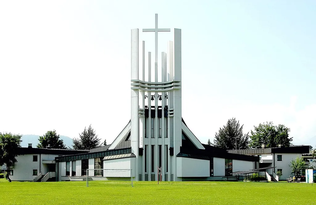 View from north at the Don Bosco church in the 12th district "Saint Martin" of Klagenfurt, Carinthia, Austria