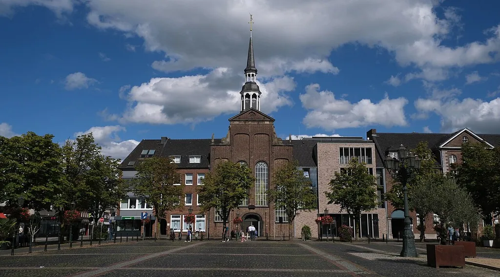 Protestant church in Goch (Germany), market place. Protected building.