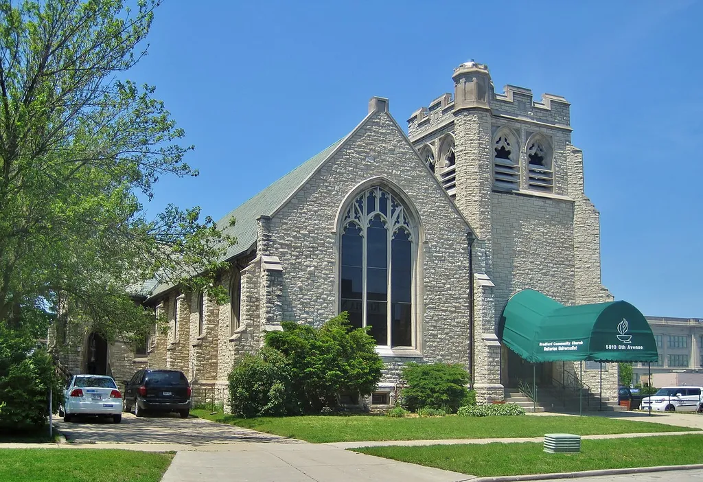 The former Boys and Girls Library in Kenosha, WI. Now the Bradford Community Church (Unitarian Universalist).