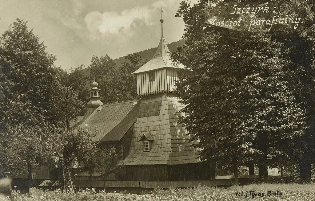 Tytuł: Szczyrk: Kościół parafialnyAdres wydawniczy: [Miejsce nieznane : wydawca nieznany, 1929-1936] ([miejsce nieznane : drukarz nieznany])Gatunek: pocztówkaForma i typ: pocztówkiOpis fizyczny: [1] karta : ilustracja ; 9x14 cmWspółtwórcy: Tyras, J FotografieRok wydania według Jerzy Morgulec, Słownik nakładców i wydawców pocztówek na Ziemiach Polskich, oraz poloników. Cz. 13, Warszawa 2003.