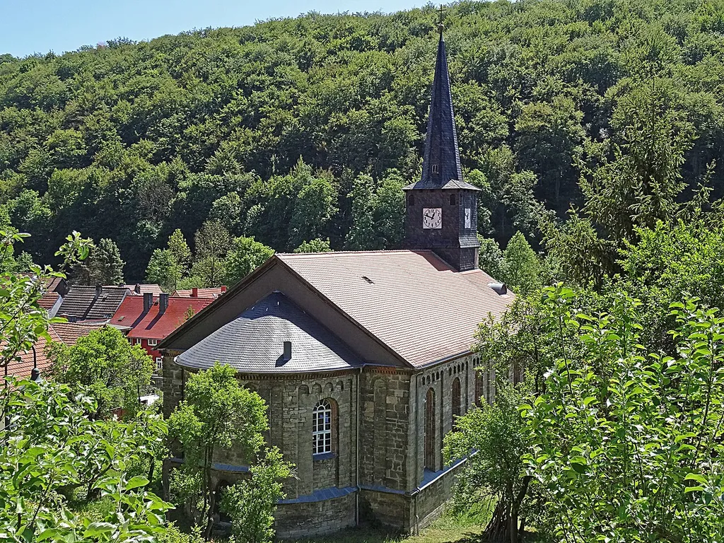 Johanneskirche (Liebenstein) vom Burgberg gesehen