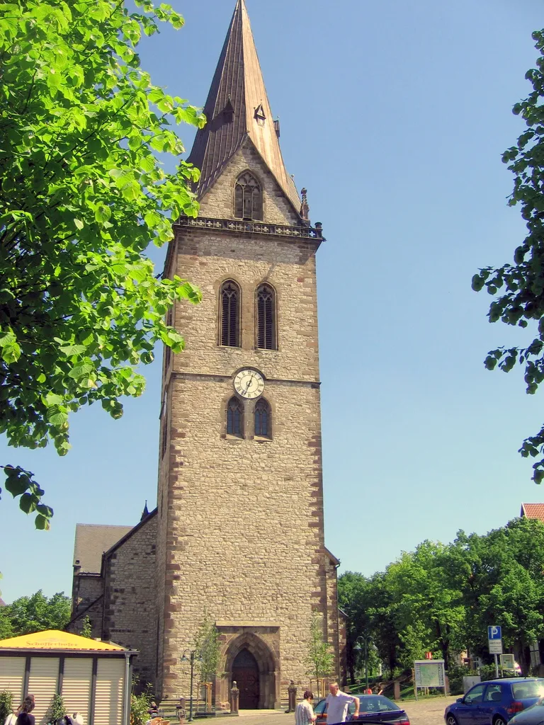 The Early Gothic Catholic Newtown church St. Johannes Baptist of Warburg, built in 1230.