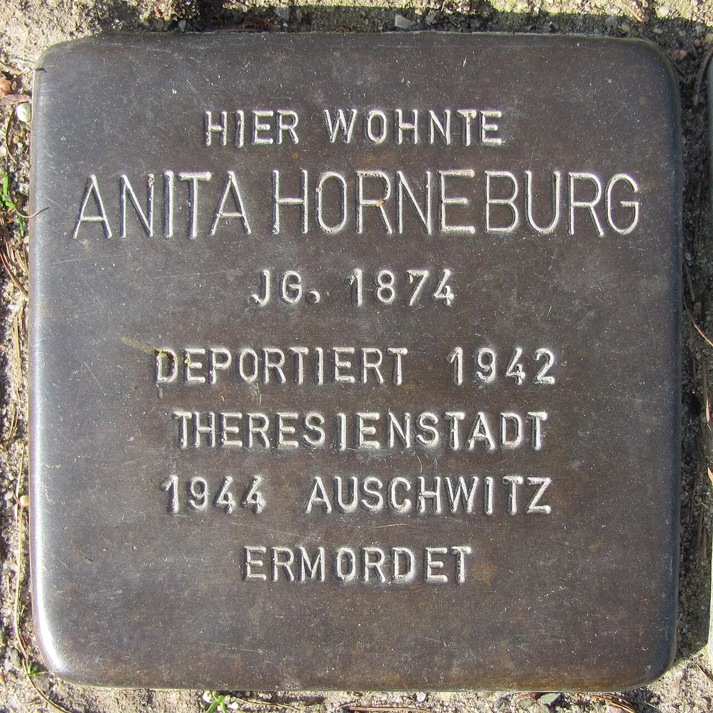 Stolperstein für Anita Horneburg vor dem Haus Kurzer Kamp 6