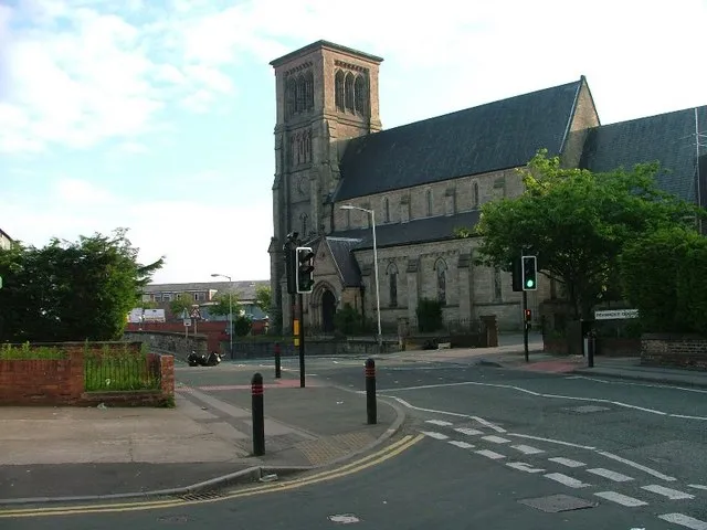 Parish church of St John the Evangelist, Neasham Road, Darlington, County Durham, seen from the south