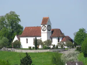 christ catholic church with rectory and parish barn