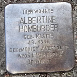 Stolperstein dedicated to Albertine Homburger