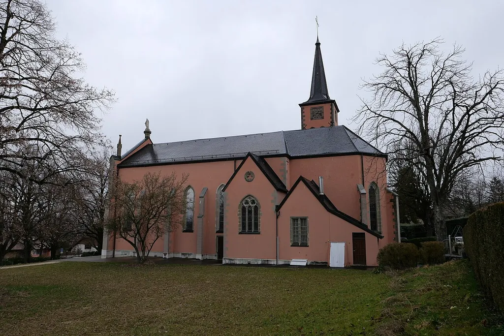 The Catholic church of Saint-Maurice in Bernex, canton of Geneva, Switzerland, constructed in 1864/65, near the place of its medieval predecessor.