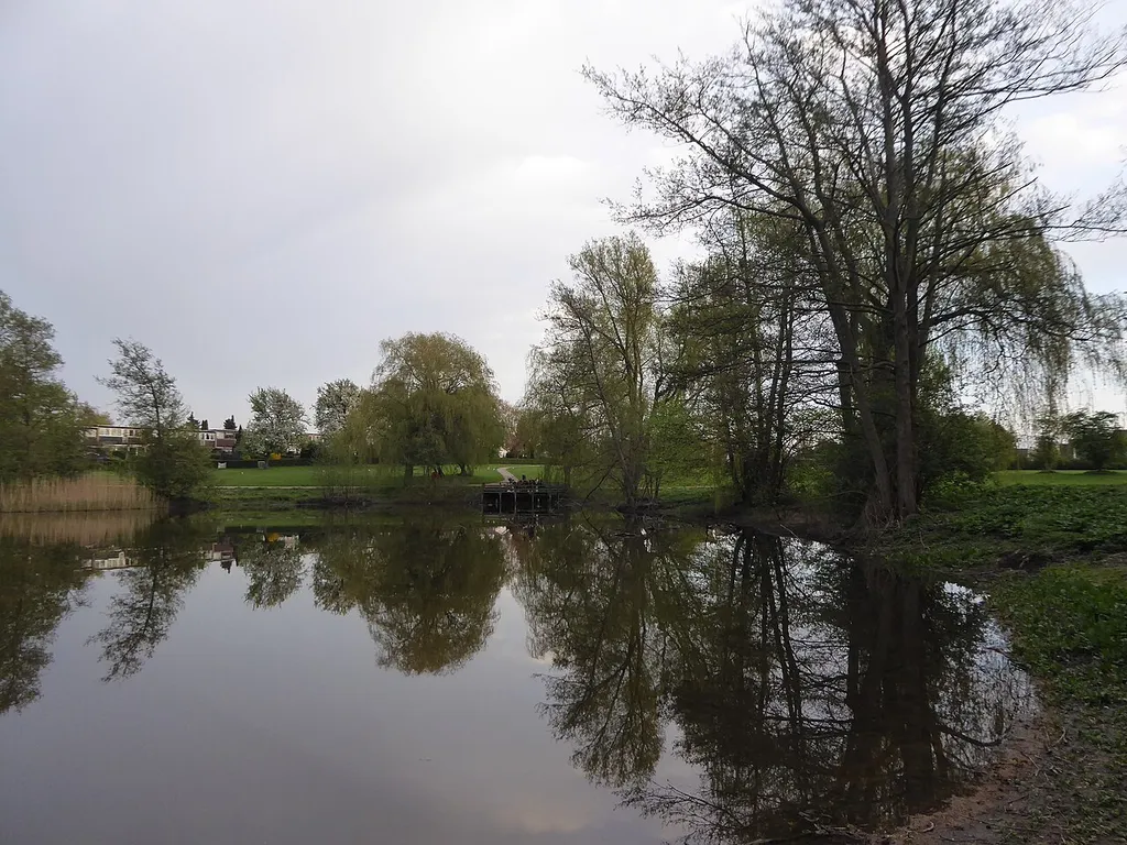 Lake in the park Schweizerdalsparken in Rødovre in Copenhagen.