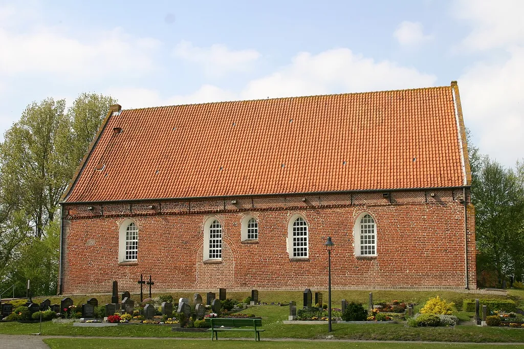 Historic Wibadi Church in Wiegboldsbur, district of Aurich, East Frisia, Germany