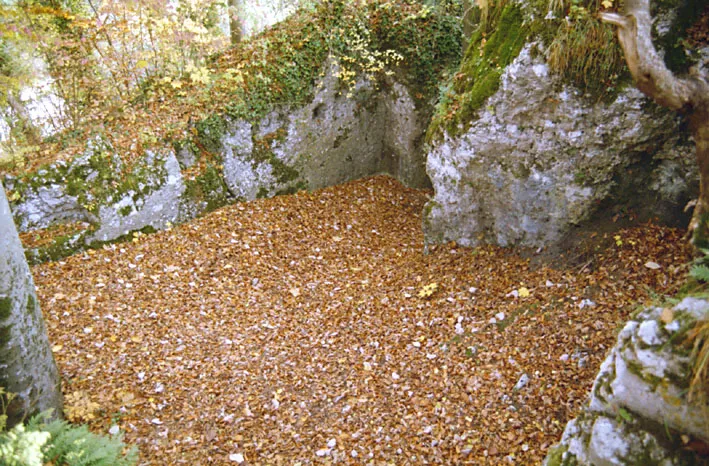 In den Fels geschroteter Raum in der Ruine Bärenfels, Aesch