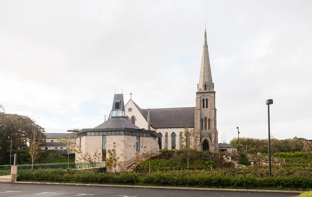 North view of the church with the Rosary Chapel that was attached to the north transept in 2008 in front.