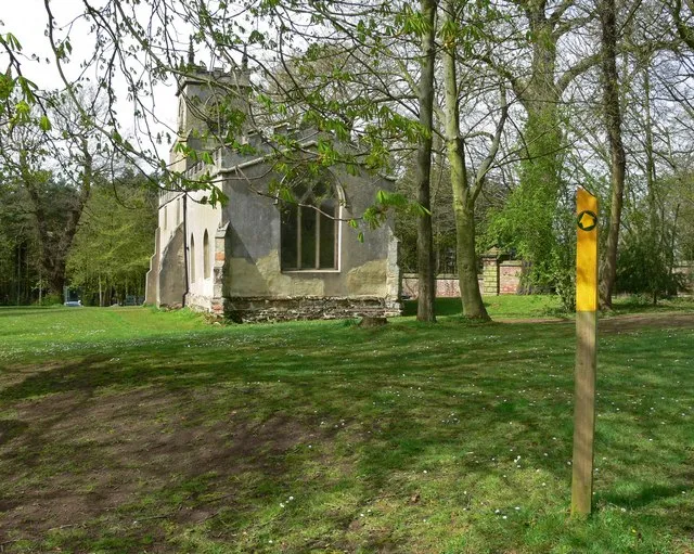 Footpath past St Thomas' parish church, Willesley, Leicestershire