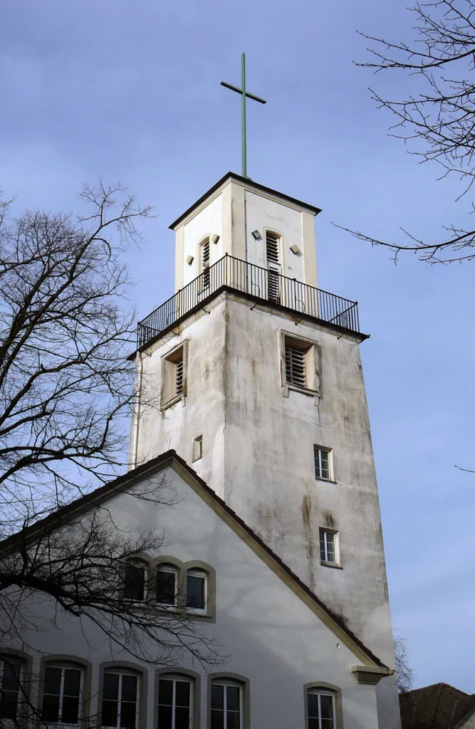 Tower of the "parish hall", Kreuzkirche Lüdenscheid, Germany.